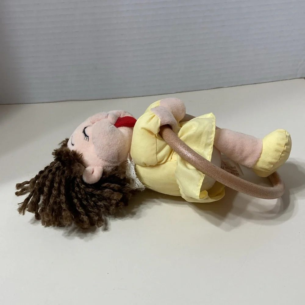 Emily Towel Hanger Plush Doll Yellow Dress Wooden Ring Holder 8” Whimsy Fun